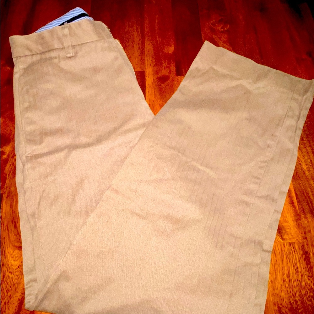 GAP Flat Front Cotton Blend Pants Herringbone